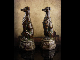 Vintage Art Deco saluki statue set  - Greyhound figurine bookends - Borzoi figur - £114.06 GBP