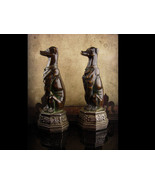 Vintage Art Deco saluki statue set  - Greyhound figurine bookends - Borz... - £115.76 GBP