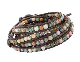 Layered Leather Bracelet, Rivet Leopard Print Style - £41.03 GBP