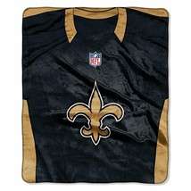 NFL New Orleans Saints Royal Plush Raschel 50&quot; x 60&quot; Throw Blanket Style Jersey - £31.35 GBP