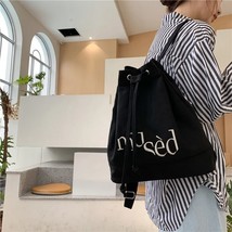 Korean version of the new backpack simple letter printing canvas bag portable la - £151.28 GBP