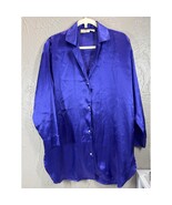 Victoria&#39;s Secret Satin Long Sleeve Sleep Shirt Gold Label Purple Vintag... - $24.95
