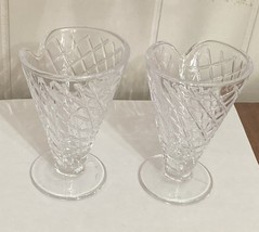 Waffle Cone Ice Cream Sundae Cups Vintage Clear Glass Parfait Italy ~ Se... - $143.90 MXN