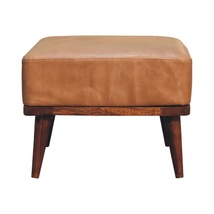 Artisan Furniture Tan Buffalo Leather Tan Footstool - £278.22 GBP