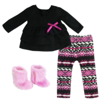 Doll Clothes Outfit Pink Furry Boots 3pc Sophia's fits American Girl 18" Dolls - £17.78 GBP