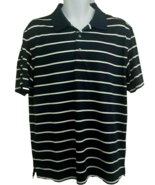 PGA Tour Dry Airflux Mens Golf Polo Shirt Size L Navy White Stripes - £12.27 GBP