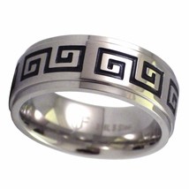 Greek Key Tattoo Band Mens Stainless Steel Meandros Ring Sizes 8-13 - £7.98 GBP