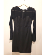 Lulus Women’s SMALL Black Sheer Mesh Dress Sorry Long Sleeve Lined Bodycon Mini - $18.00
