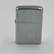Vintage Zippo Lighter – Brushed Chrome Pinstripe – Monogram &quot;ATS&quot; - $49.99