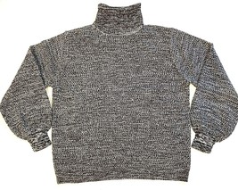 Zenana Turtleneck Sweater Womens Large Gray Chunky Knit Balloon Sleeve Pullover - £7.02 GBP