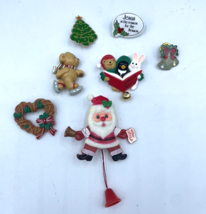 VTG Christmas Pin Brooch Lot Hallmark Holiday Santa Claus Wreath Bear Bell Tree - £10.82 GBP