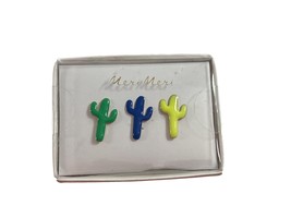 Meri Meri Cactus Cacti Pins Set of 3 Enamel Green Blue Yellow Southwestern Tie - £9.49 GBP