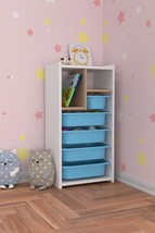 Multi-Purpose Toy and Kitchen Cabinet with Shelves and Bookshelf-blue - $212.71