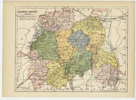 1902 Antique Map Of The County Of Laois Queens / Ireland - £22.34 GBP