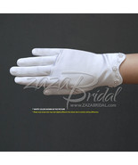 Stretch Satin Gloves For Girl with Scalloped trim &amp; Pearl Accents - £14.33 GBP