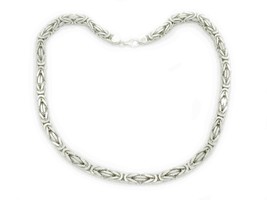 8mm Square Byzantine Chain Necklace Sterling Silver 23&quot; Long 208.9 Grams - $1,675.00