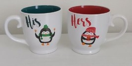 His and Hers Penguin Mugs - Matching Set - Adorable Couple Gift - £14.05 GBP