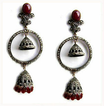 Victorian 4.51ct Rose Cut Diamond Ruby Halloween Earrings Vintage Jewelry - £812.72 GBP