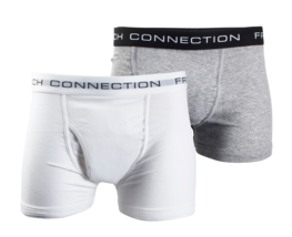 French Connection Men&#39;s White &amp; HTH Grey 2 Pack Boxer Briefs - £9.35 GBP