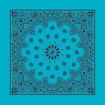 Carolina Creative Bandanna (Turquoise) Contemporary Paisley 22 x 22 100%... - $7.61