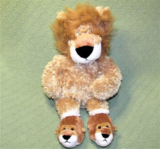 18&quot; Lion Animal Adventure Stuffed Animal With Teddy Bear Slippers Soft Floppy - £12.56 GBP