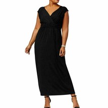 NY Collection Womens Plus 1X Black Sleeveless Ruched Empire Maxi Dress NWT - $24.25