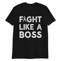 Fight Like a Boss Lung Cancer Awareness White Pearl Ribbon T-Shirt - £15.76 GBP+