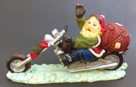 Santa Claus Riding a Chopper Motorcycle Christmas Figure Figurine - £18.04 GBP
