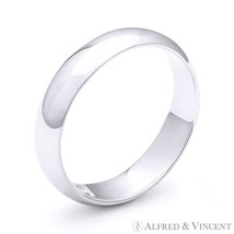 5mm Plain Dome Men&#39;s Women&#39;s Wedding Band in Solid 925 Sterling Silver &amp; Rhodium - £17.68 GBP+