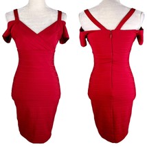 Guess Dress Cold Shoulder 2 Red Stretch Back Zip Midi - £22.67 GBP