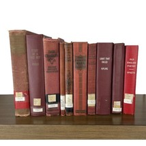 Lot Of 10 Shades Red Old Vintage Antique Hardcover books Staging or Decoration - £35.71 GBP