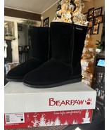 BEARPAW Emma Short Women&#39;s Classic Winter Slip On Boots Black SZ 8 - $51.43