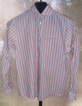 Faconnable Brown cream &amp; Pink Striped Blouse Shirt Misses Size Small - £17.33 GBP