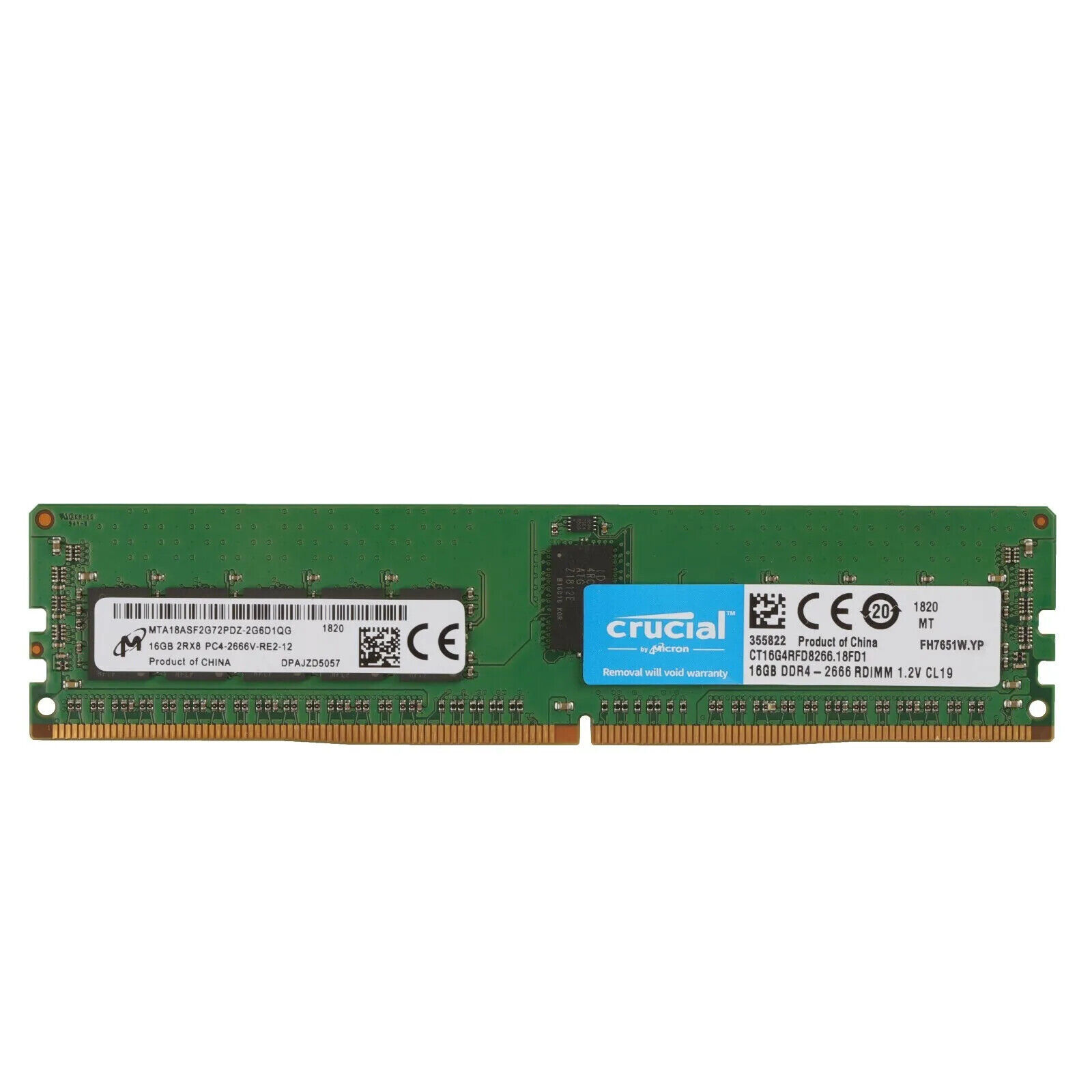 Crucial CT16G4RFD8266 16GB RDIMM DDR4 2666MHz PC4-21300 REG 1.2V 2Rx8 ...