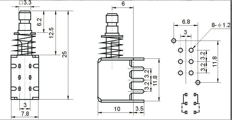 5X Pack Maintained 6 Pins 8 w/Legs Push Button Power Switch Red Reset KXW Lock Item image 7