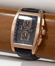 NEW Geneva Platinum 9685 Rectangle Dial Black Leather Rose Gold Quartz Watch - £24.77 GBP