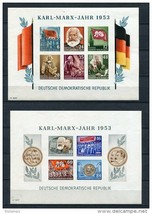 Germany 1953 (2) sheets) Sc 144a 146a Mi Block 8-9B MNH Imperf. K.Marx and F. En - £96.49 GBP