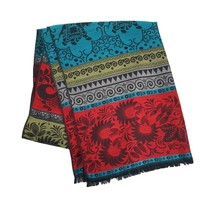 Pashmina Womens Fringe Scarf Shawl Wrap Colorful Floral Elephant Decoration - £22.49 GBP