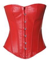 Overbust Corset Full Steel Ironing Spiral Victorian Gothic Red Leather Corset - £41.83 GBP