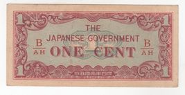 Malaya, One Cents, 1942 The Japanese Government, Red Series B-Ah WWII, P... - $13.49