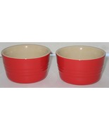 2 Le Creuset Red Stoneware Custard Pudding Baking Ramekins Kitchen Bakeware - $546.53 MXN