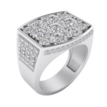 2.50Ct Redondo Corte Diamante Imitación Hombre Compromiso Anillo 14K Oro Blanco - £109.65 GBP