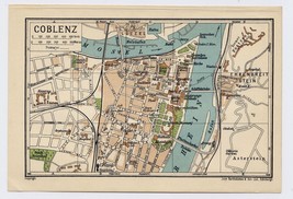 1933 Vintage City Map Of Coblenz Koblenz / RHINELAND-PALATINATE / Germany - $24.04