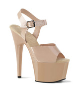 PLEASER ADORE-708N 7&quot; Heel Cream Tan Jelly Like TPU Ankle Strap Women&#39;s ... - $90.20 CAD