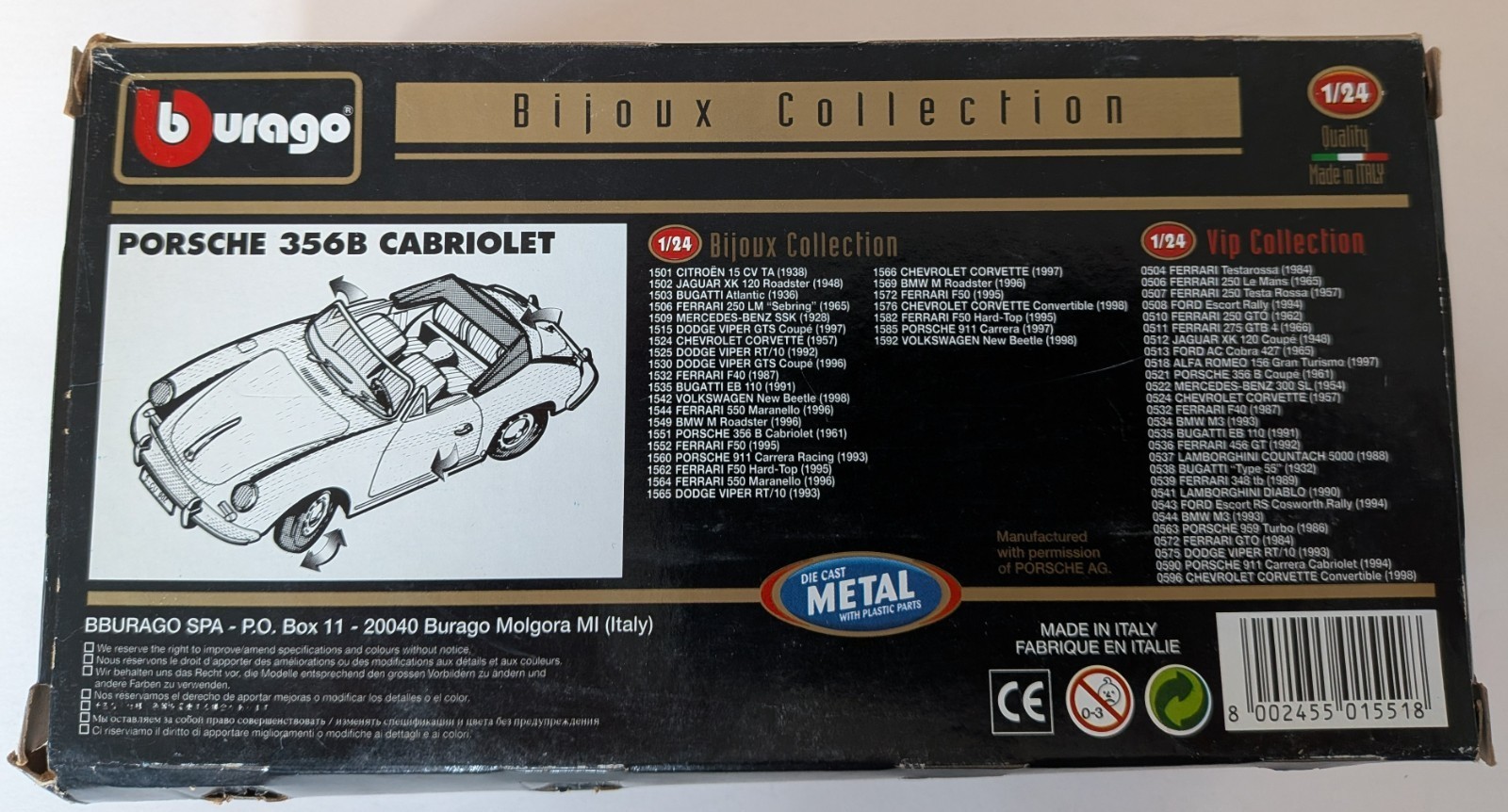 Burago 1:24 Diecast Porsche 356B Cabriolet 1961 Red - NOS - FREE SHIPPING Item image 6