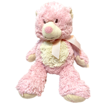 Baby Ganz Pink Cream Plush Teddy Bear Stuffed Animal Lovey Ribbon 15&quot; - £15.87 GBP