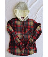 No Boundaries (NWT) Girls Stretch Flannel Shirt w/Sherpa Hood Size Small - $19.18 CAD