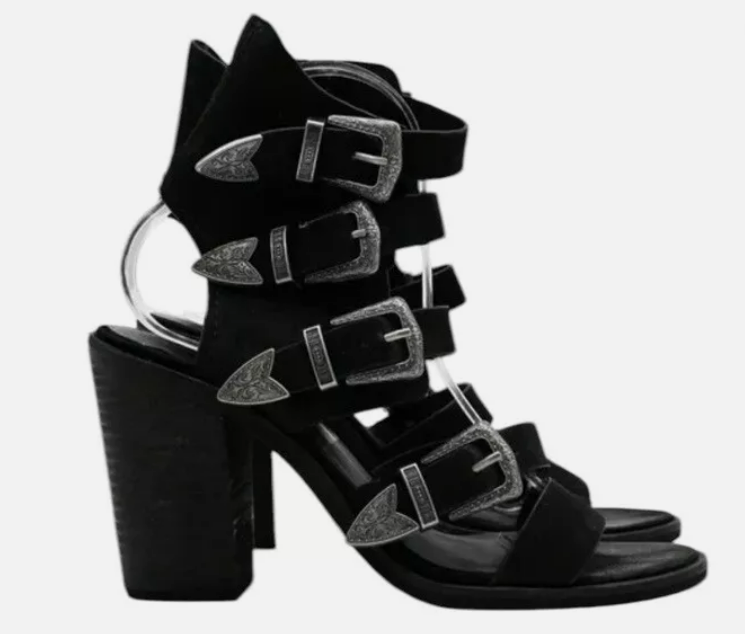 Dolce Vita Layell Black Strappy Lace Up Western Buckle Sandal Size NIB Item image 5