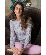 Pijama 3 Botones De Mujer Manga Larga Algodón Cálido Interlock Linclalor... - $53.37 CAD
