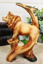 Safari Apex Predator Big Cat Lion King Faux Wood Cutout Carving Resin Fi... - $15.49